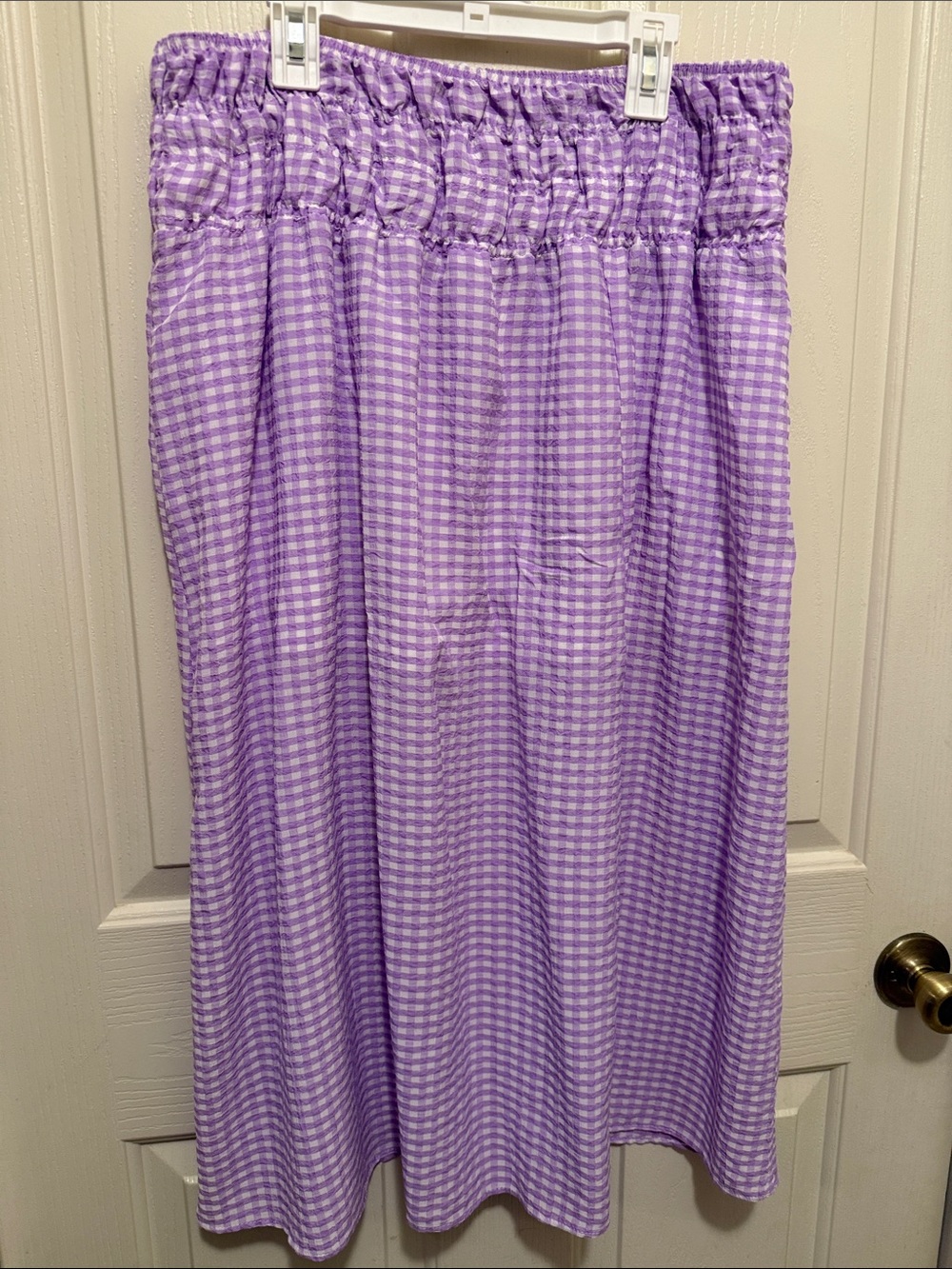 Bershka Lavender Gingham Midi Skirt